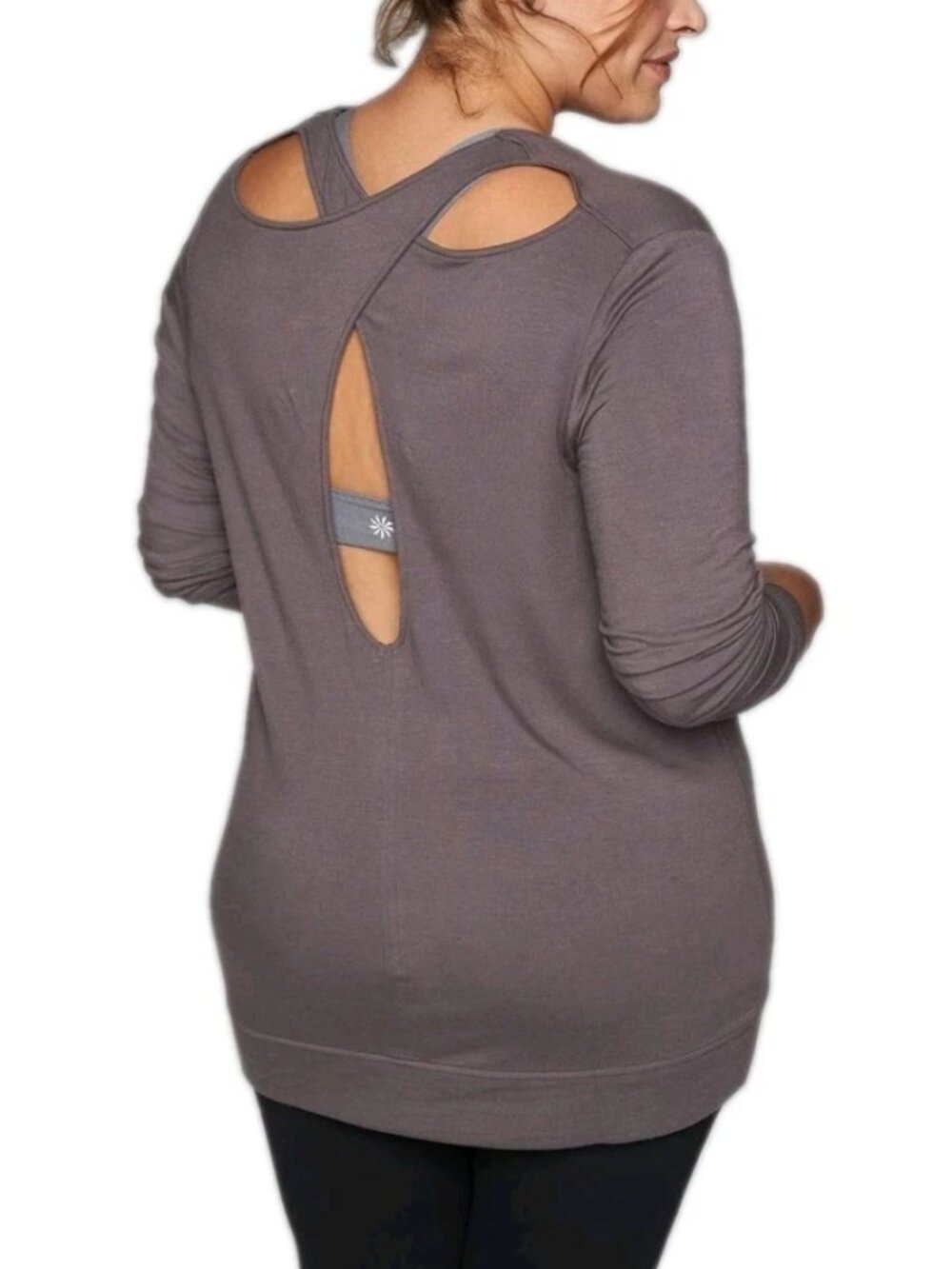 Athleta Coaster Go-To GRAY Sweatshirt SIZE MEDIUM LONG SLEEVE MODAL SPANDEX *EUC